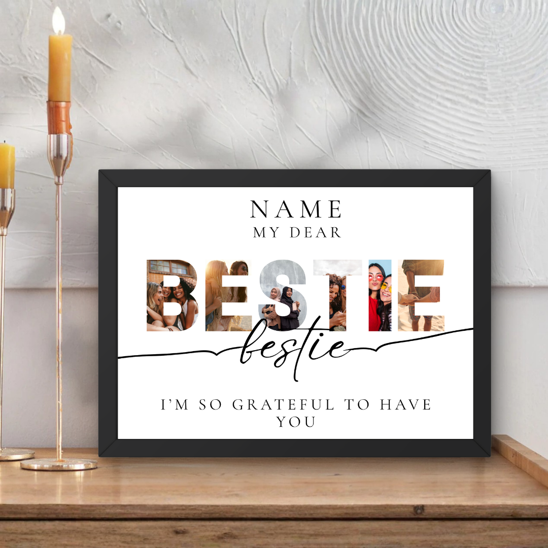 Personalizowany Plakat dla Przyjaciółki ze Zdjęciami A3 – Bestie Photo Poster, Prezent dla Przyjaciółki
