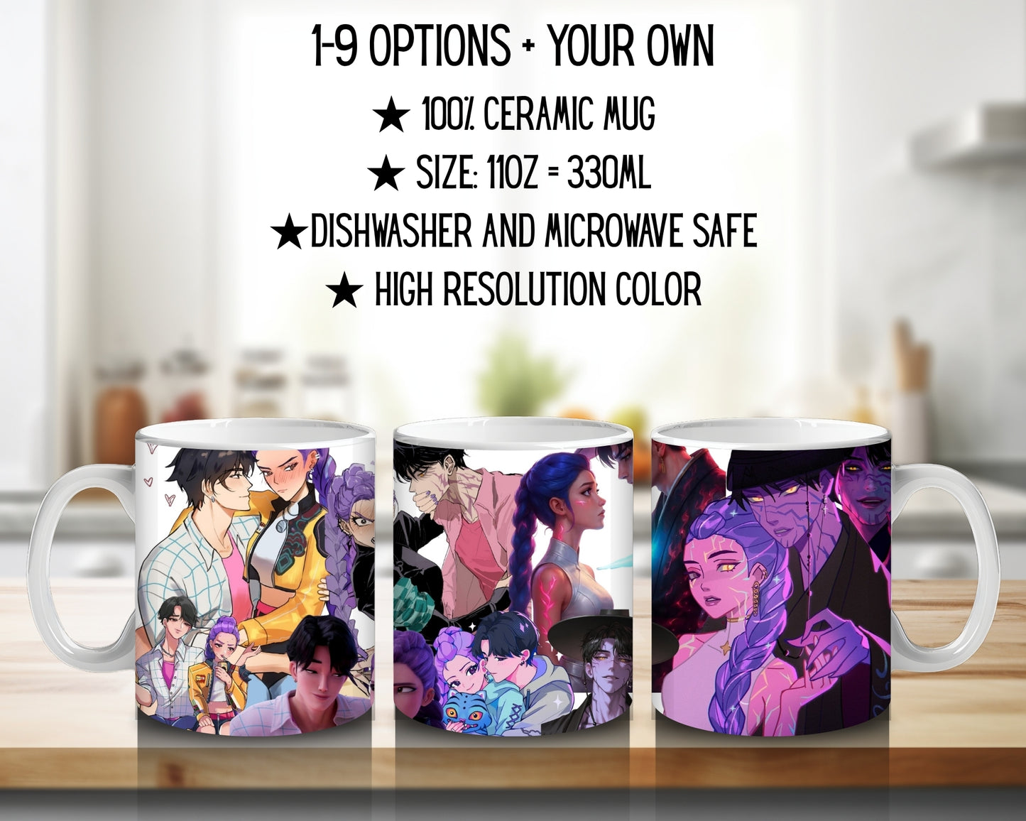 Kpop Demon Hunters | 100% CERAMIC MUG, 11Oz = 330ml