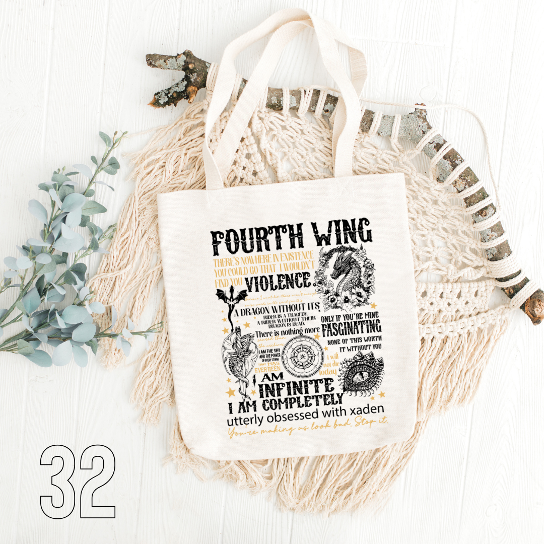 Fourth Wing, Iron Flame, Onyx Storm - 100% Cotton | Tote Bag