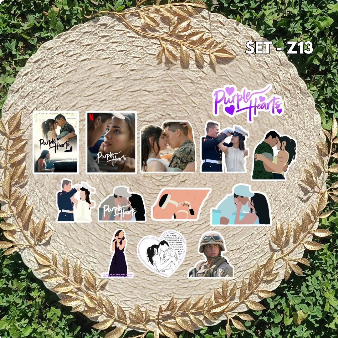Purple Hearts Stickers | Netflix Romance Vinyl Pack