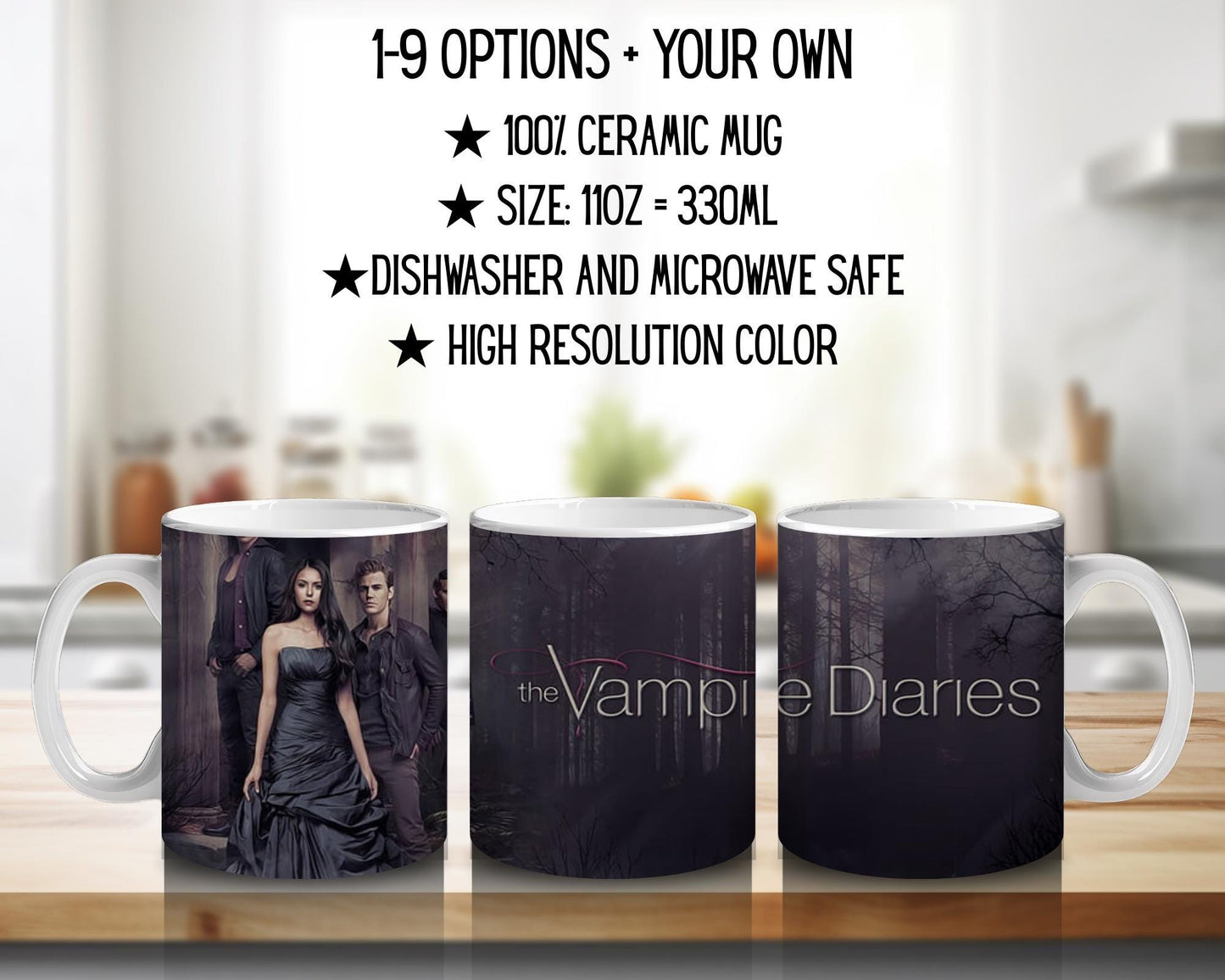 The Vampire Diaries | 100% CERAMIC MUG, 11Oz = 330ml