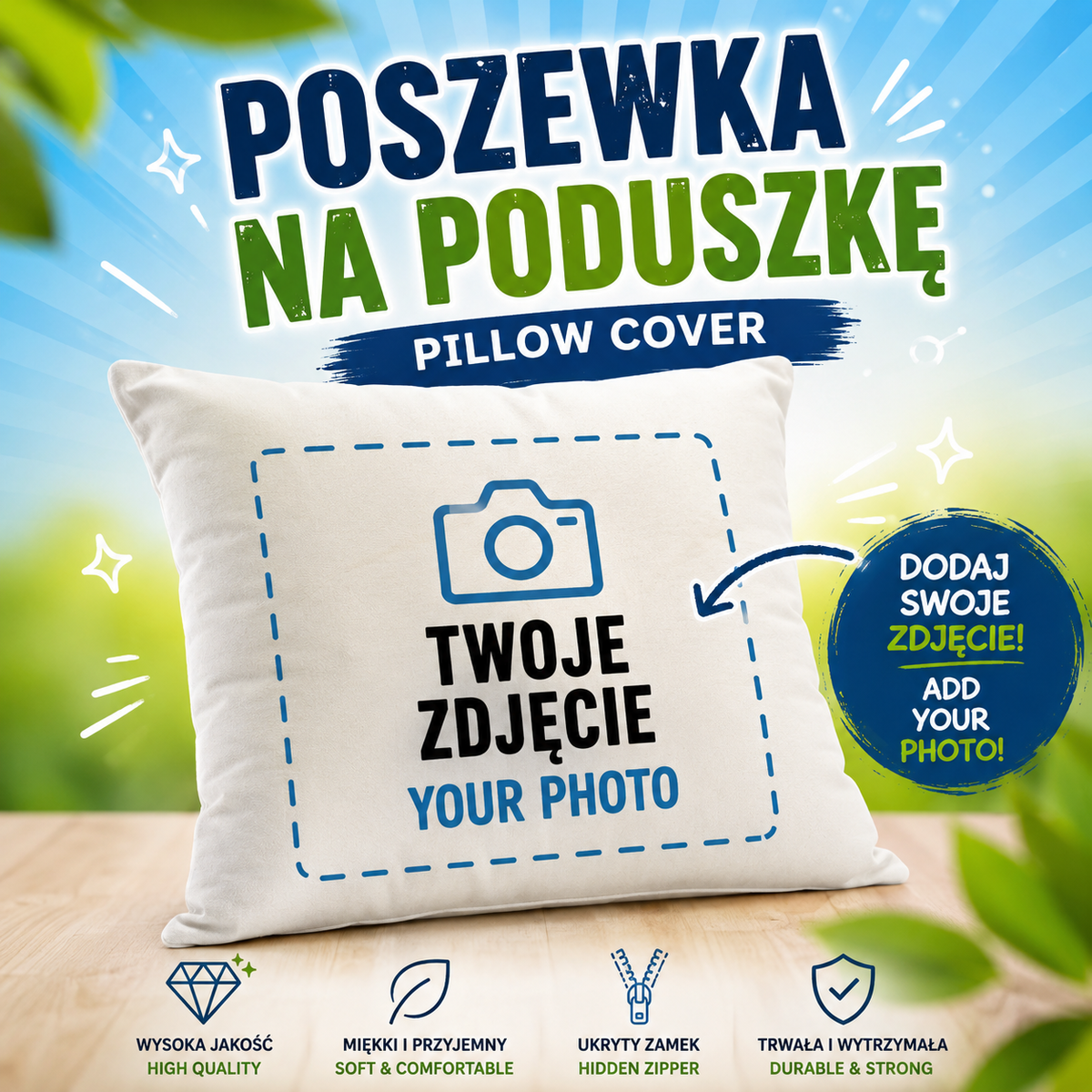 Poszewka z własnym zdjęciem / Custom Photo Pillow Cover