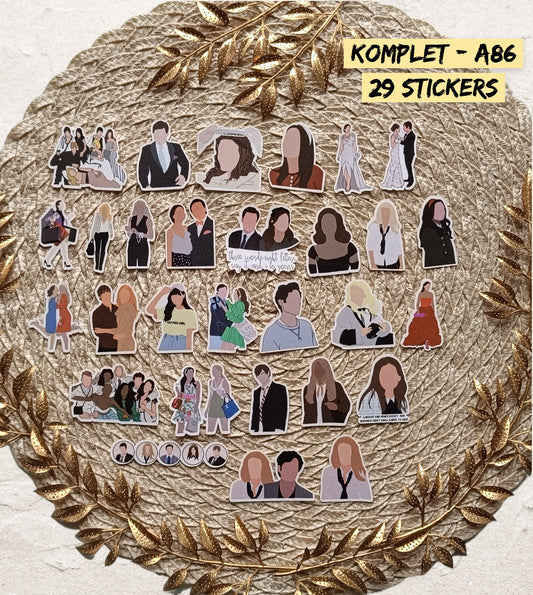 Zestaw naklejek Plotkara / Gossip Girl – Blair Waldorf, Serena van der Woodsen, Chuck Bass