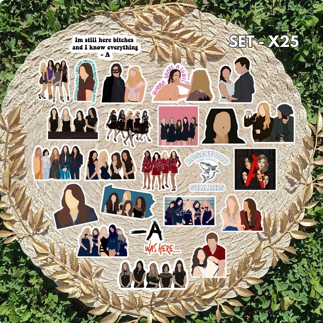 Zestaw naklejek Słodkie Kłamstewka / Pretty Little Liars – Aria, Hanna, Spencer, Emily