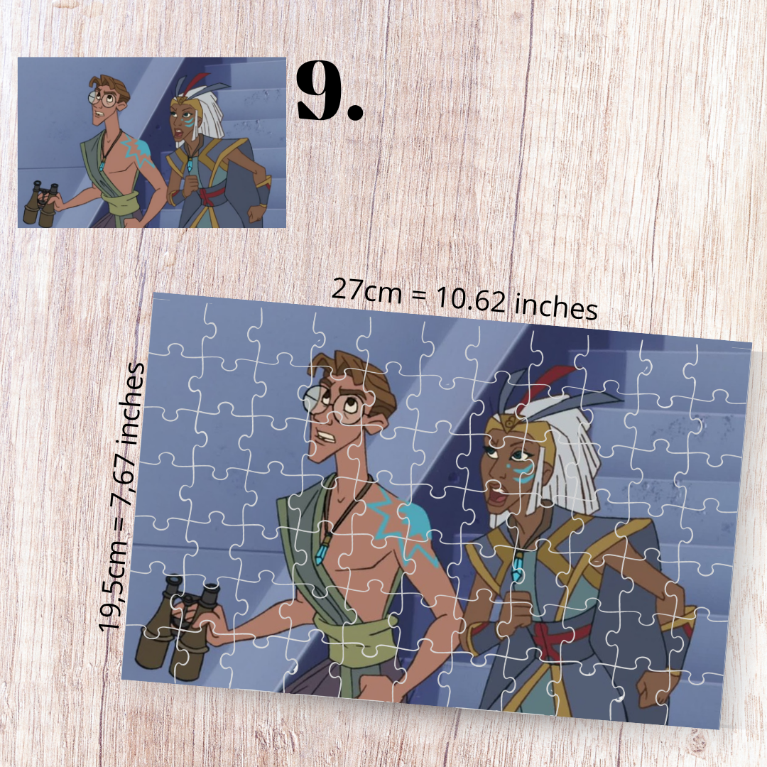 Atlantis: The Lost Empire Inspired Puzzle | 88 Piece Fan Art | Disney Aesthetic Collectible | Milo Thatch & Kida | Fan-Made Sublimation Puzzle Gift