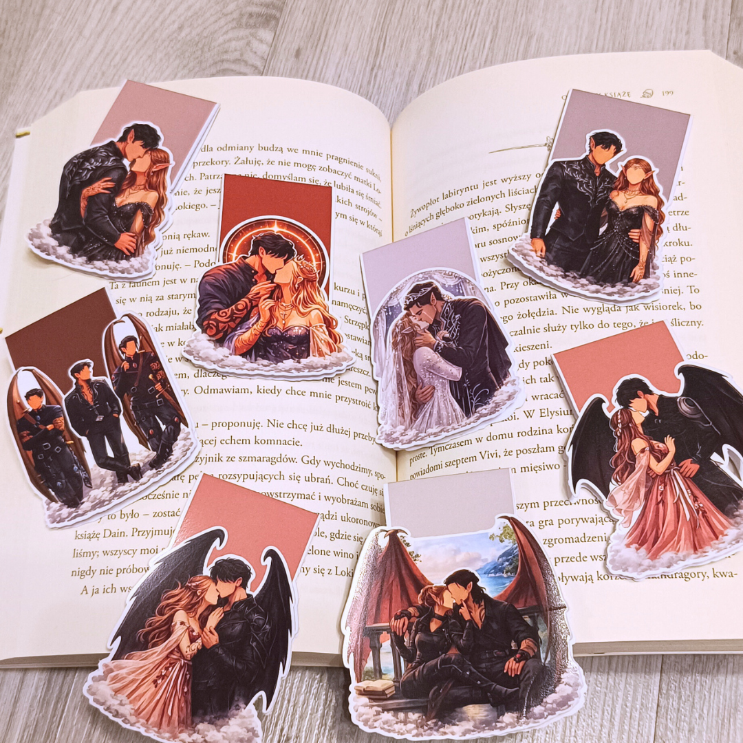 Magnetyczne zakładki do książki – fae, skrzydła, nocny klimat, romantasy aesthetic inspirowany ACOTAR