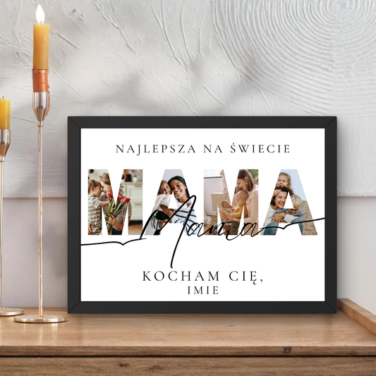 Personalizowany Plakat dla Mamy ze Zdjęciami A3 – Prezent na Dzień Matki, Plakat MAMA z Imieniem