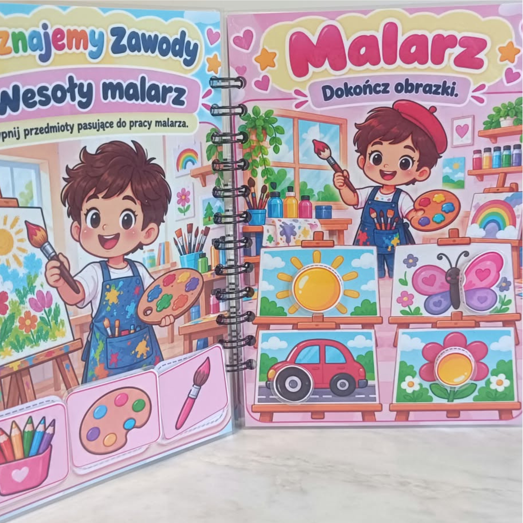 Książeczka interaktywna „Poznajemy zawody” – Edukacyjna zabawa na rzepy | A5