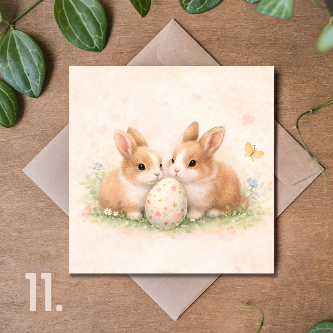 Ekskluzywna Kolekcja Kartek Wielkanocnych Premium 14,8 × 14,8 cm – 18 Wzorów do Wyboru | Kartka Świąteczna z Kopertą