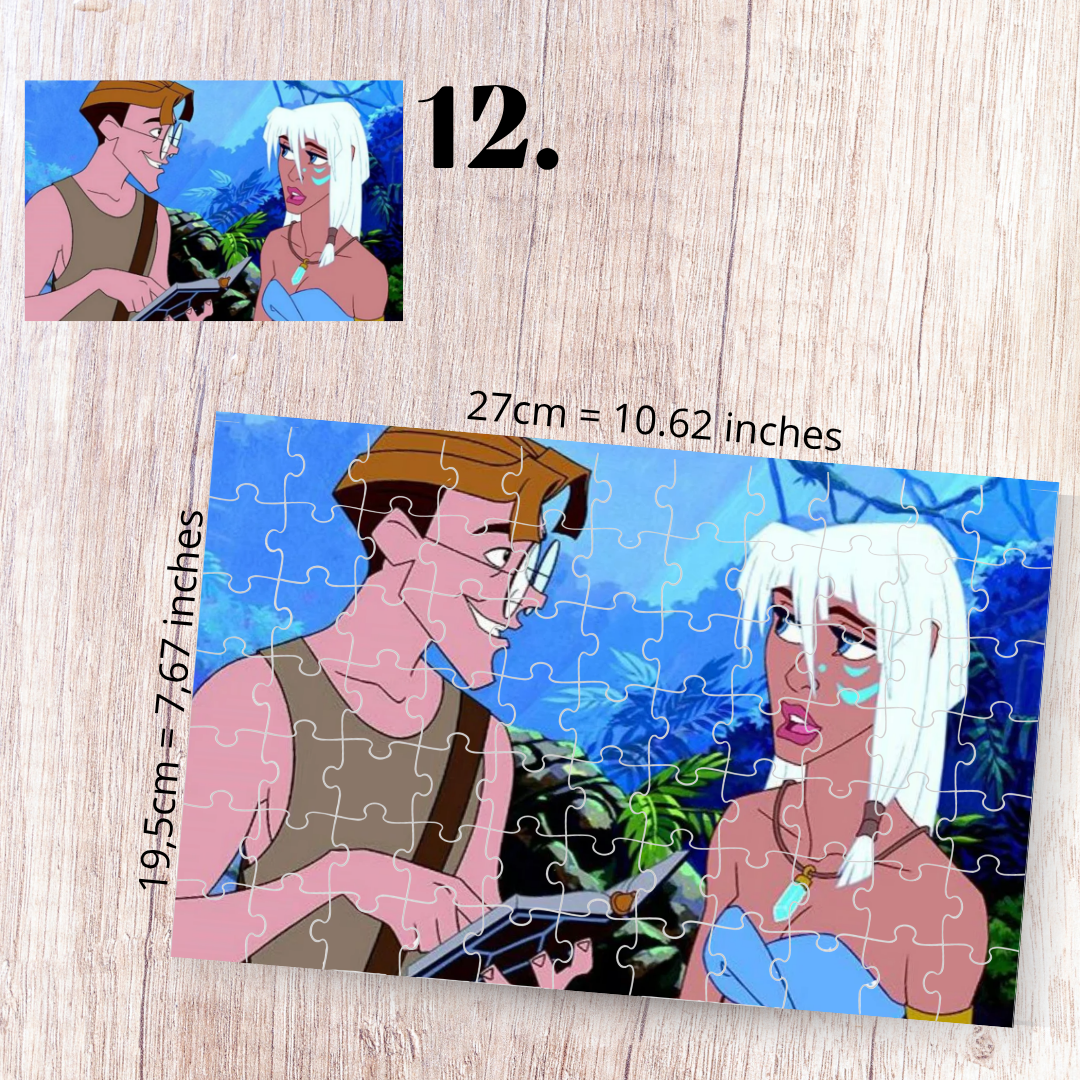 Atlantis: The Lost Empire Inspired Puzzle | 88 Piece Fan Art | Disney Aesthetic Collectible | Milo Thatch & Kida | Fan-Made Sublimation Puzzle Gift
