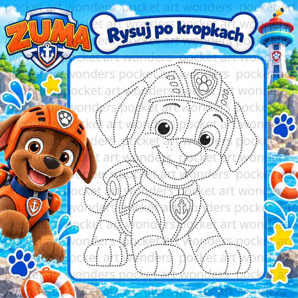 Książeczka interaktywna Psi Patrol – Puzzle na rzepy i rysowanie po kropkach | Mazak w zestawie