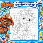 Książeczka interaktywna Psi Patrol – Puzzle na rzepy i rysowanie po kropkach | Mazak w zestawie