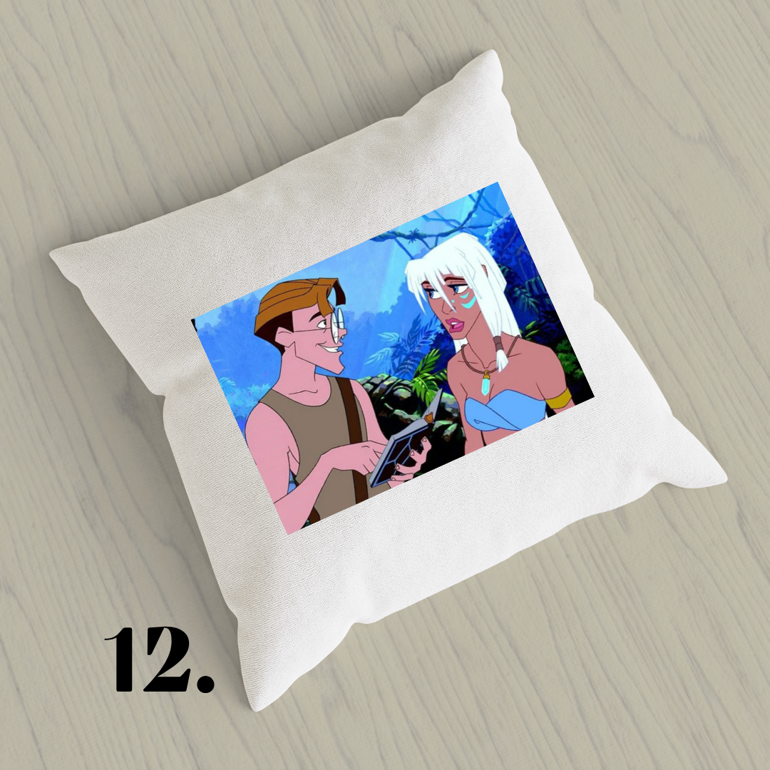 Atlantis: The Lost Empire, Kida, Milo Thatch, Disney 2001 | Inspired Pillow Cover | 15x15in Sublimation Microfiber Cushion Case