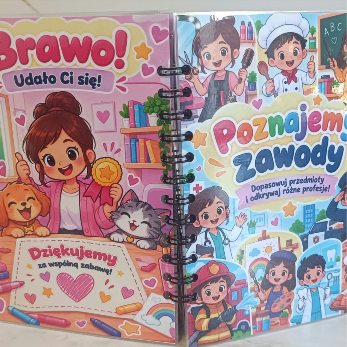 Książeczka interaktywna „Poznajemy zawody” – Edukacyjna zabawa na rzepy | A5