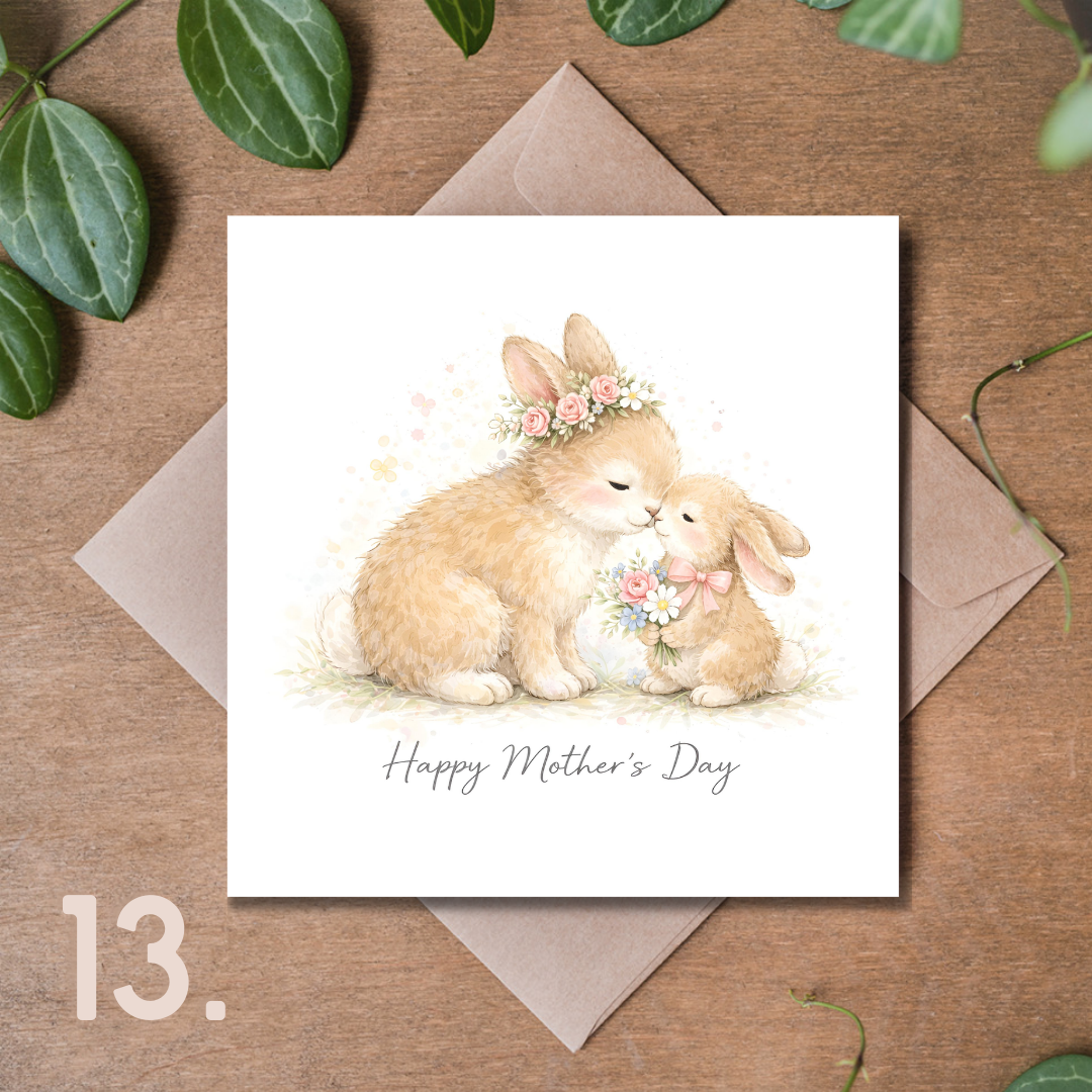 Kolekcja Kartek na Dzień Matki Premium 14,8 × 14,8 cm – Wybierz Swój Wzór | Elegancka Kartka z Kopertą