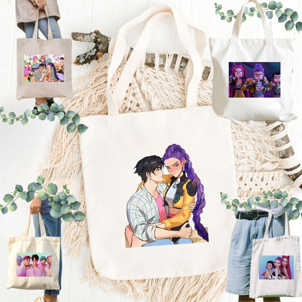 K-Pop Demon Hunters, Hana, Bora, Jae, Suho, Yumi, K-Pop Group, Demon Slayers, Seoul, Music & Magic, Animation, Action, Fantasy, DreamWorks, Netflix | Inspired Tote Bag