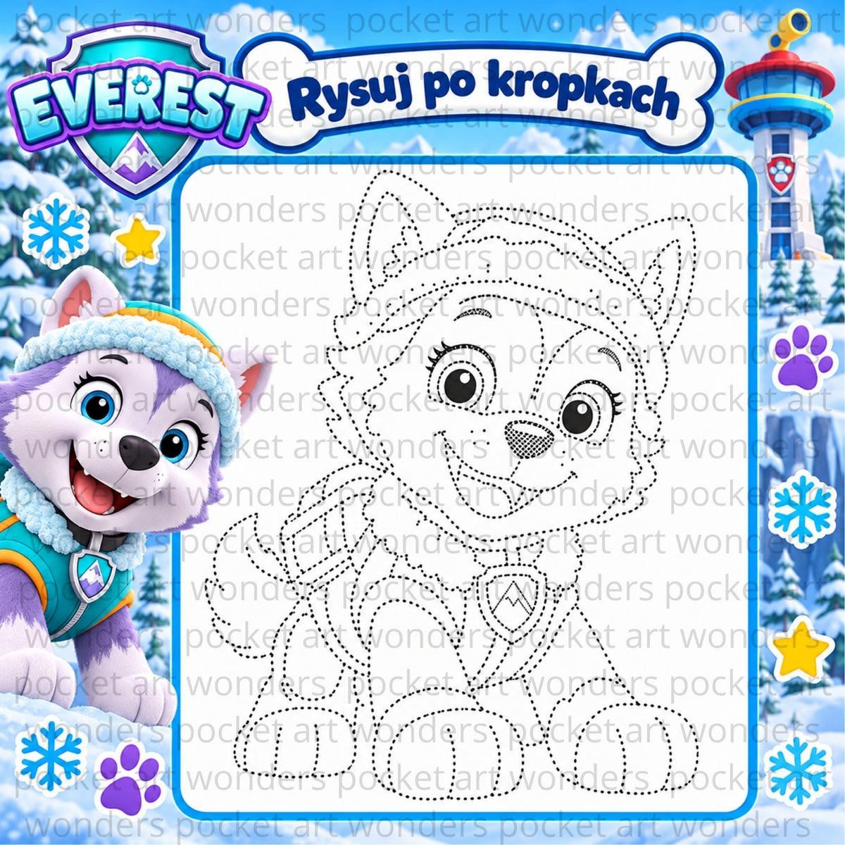 Książeczka interaktywna Psi Patrol – Puzzle na rzepy i rysowanie po kropkach | Mazak w zestawie