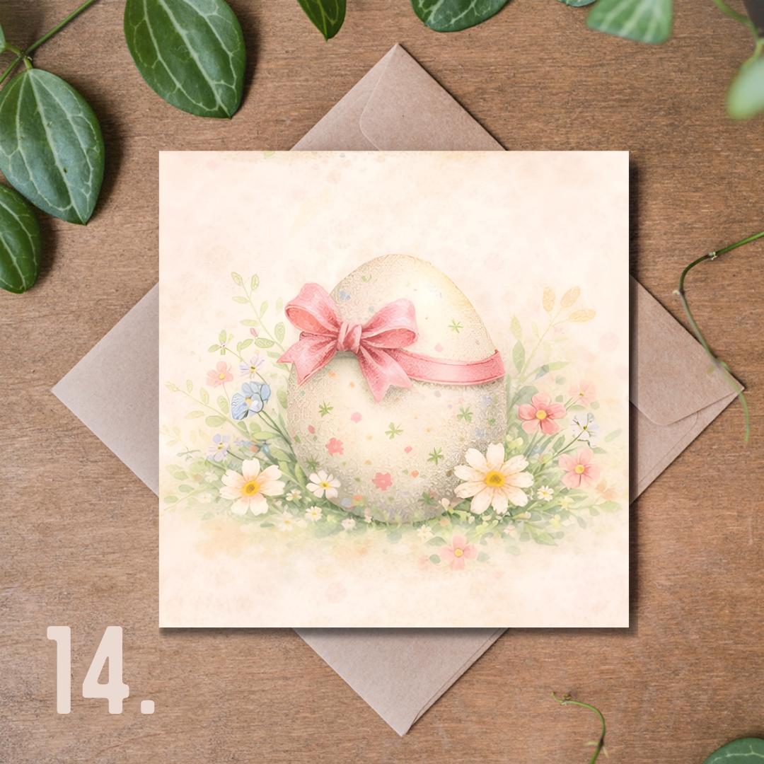 Ekskluzywna Kolekcja Kartek Wielkanocnych Premium 14,8 × 14,8 cm – 18 Wzorów do Wyboru | Kartka Świąteczna z Kopertą