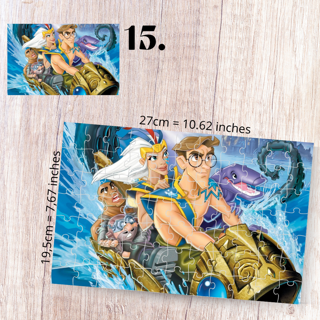 Atlantis: The Lost Empire Inspired Puzzle | 88 Piece Fan Art | Disney Aesthetic Collectible | Milo Thatch & Kida | Fan-Made Sublimation Puzzle Gift