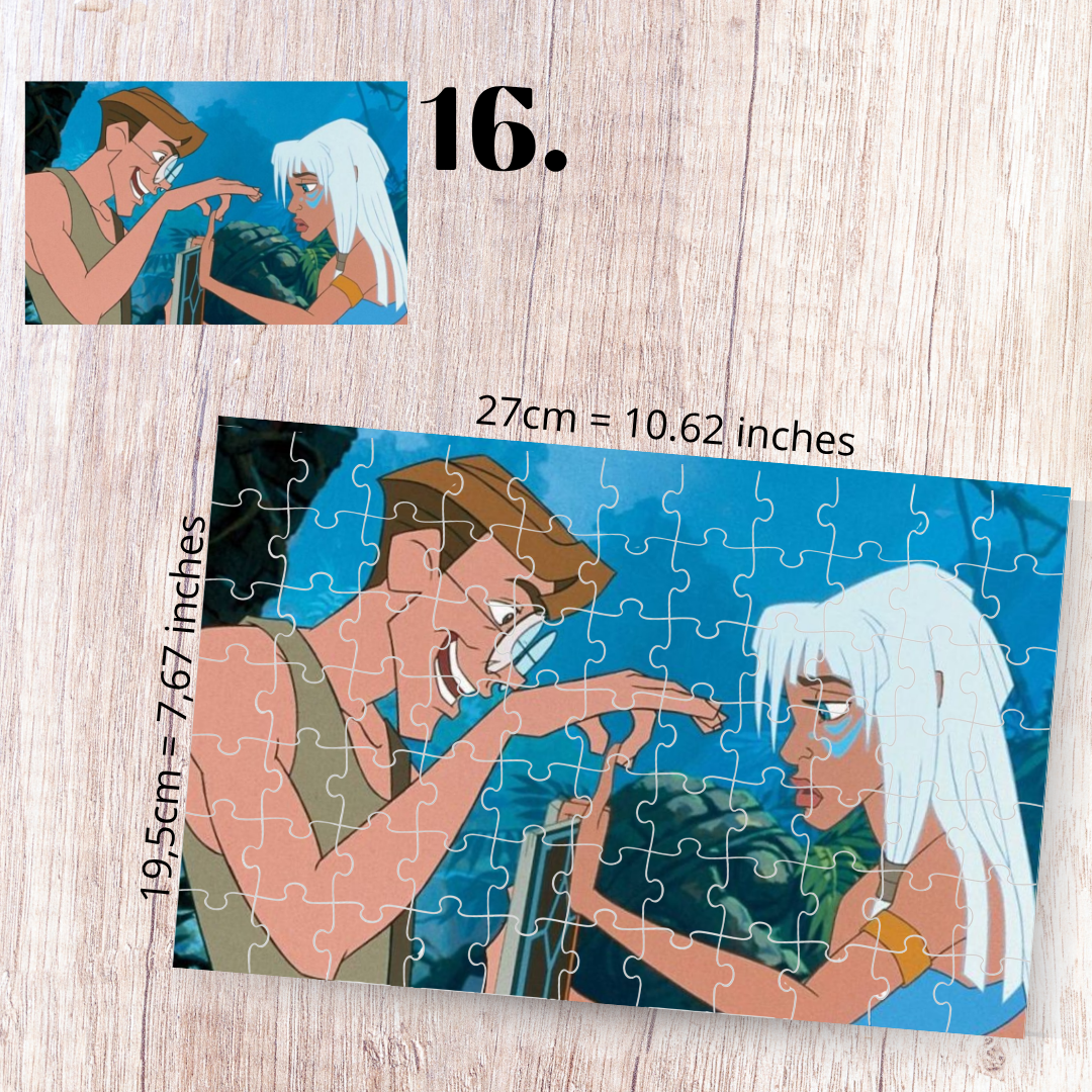 Atlantis: The Lost Empire Inspired Puzzle | 88 Piece Fan Art | Disney Aesthetic Collectible | Milo Thatch & Kida | Fan-Made Sublimation Puzzle Gift