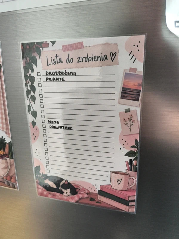 Magnetyczna Lista na Lodówkę 19 × 12,8 cm + Marker | Lista Zakupów / Lista do Zrobienia