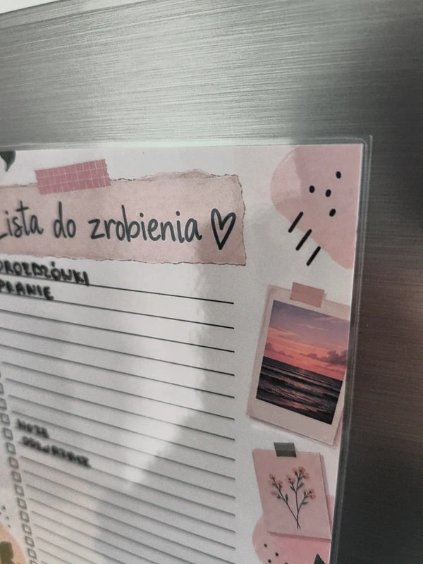 Magnetyczna Lista na Lodówkę 19 × 12,8 cm + Marker | Lista Zakupów / Lista do Zrobienia
