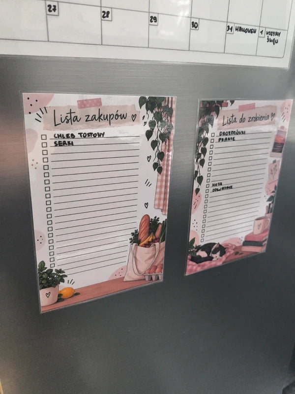 Magnetyczna Lista na Lodówkę 19 × 12,8 cm + Marker | Lista Zakupów / Lista do Zrobienia