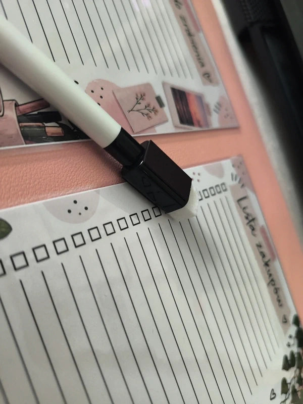 Magnetyczna Lista na Lodówkę 19 × 12,8 cm + Marker | Lista Zakupów / Lista do Zrobienia