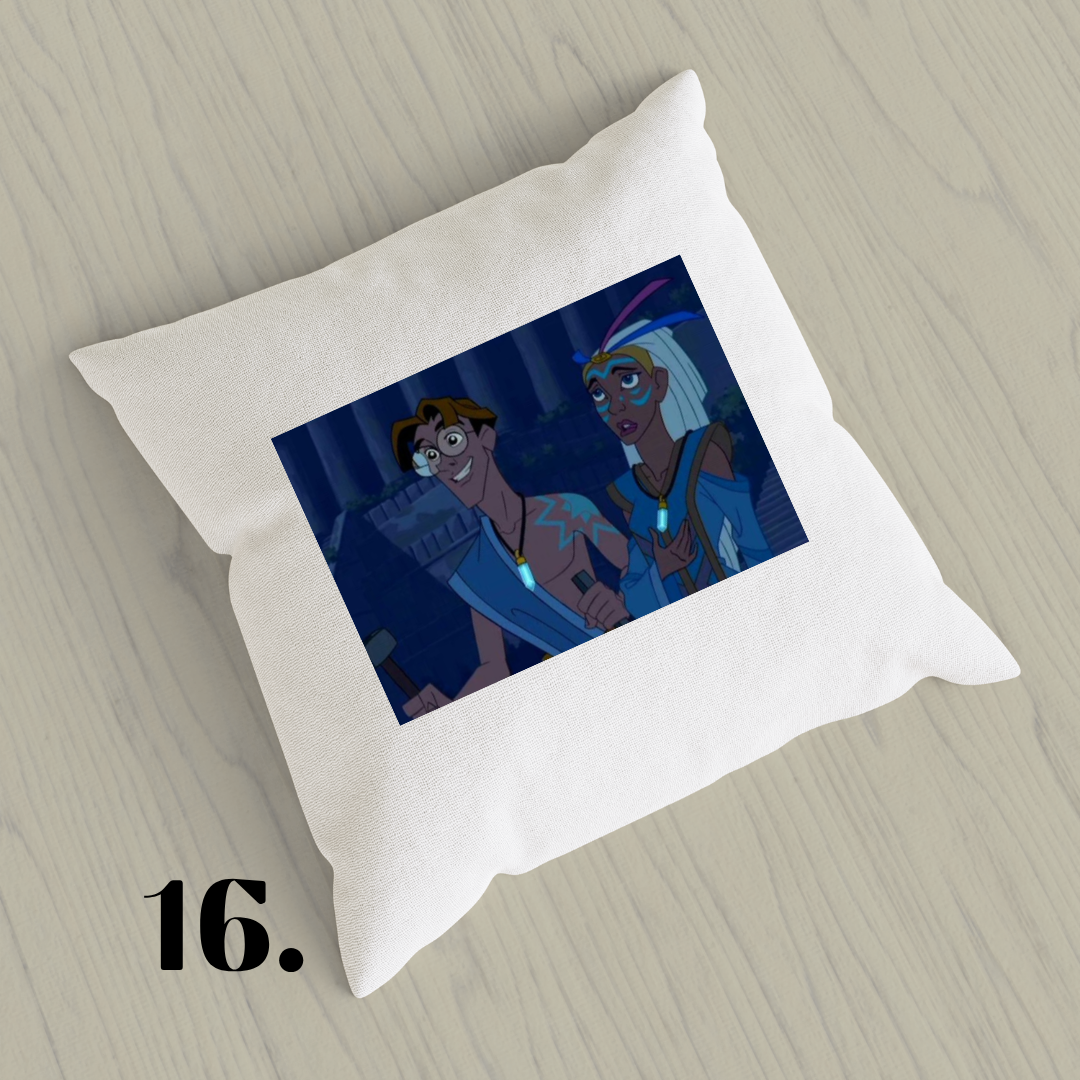 Atlantis: The Lost Empire, Kida, Milo Thatch, Disney 2001 | Inspired Pillow Cover | 15x15in Sublimation Microfiber Cushion Case