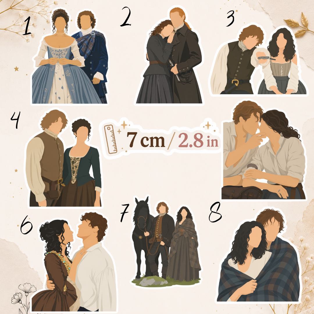 Naklejka winylowa - Outlander, Jamie i Claire