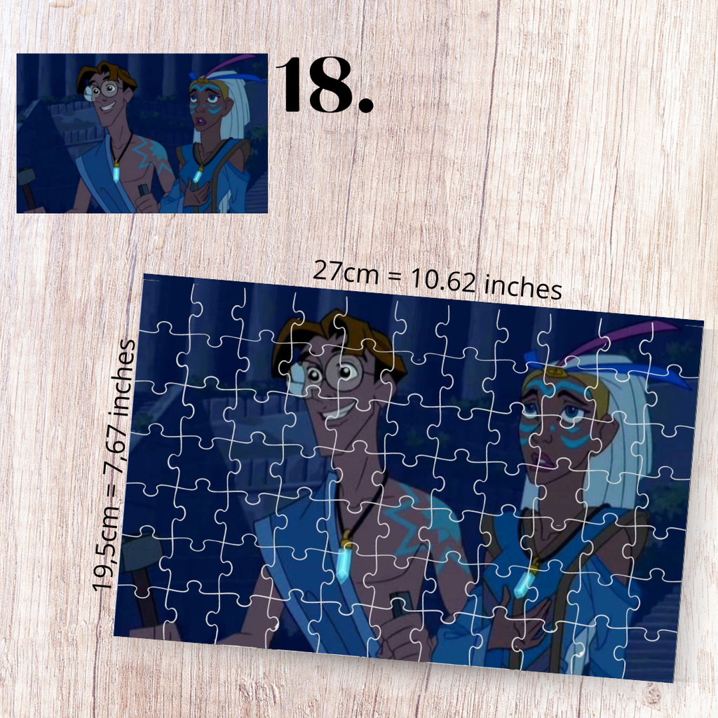 Atlantis: The Lost Empire Inspired Puzzle | 88 Piece Fan Art | Disney Aesthetic Collectible | Milo Thatch & Kida | Fan-Made Sublimation Puzzle Gift