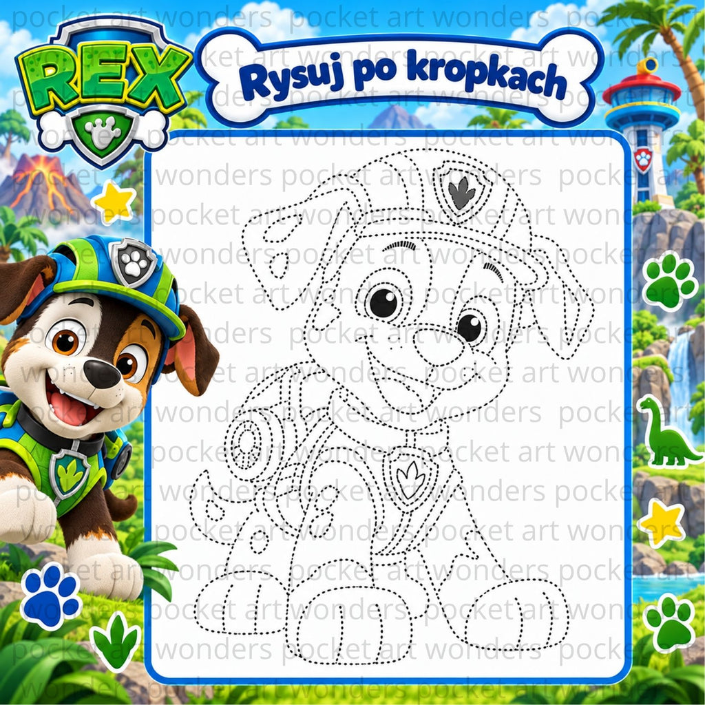 Książeczka interaktywna Psi Patrol – Puzzle na rzepy i rysowanie po kropkach | Mazak w zestawie