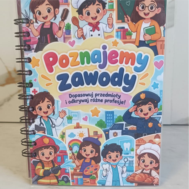 Książeczka interaktywna „Poznajemy zawody” – Edukacyjna zabawa na rzepy | A5