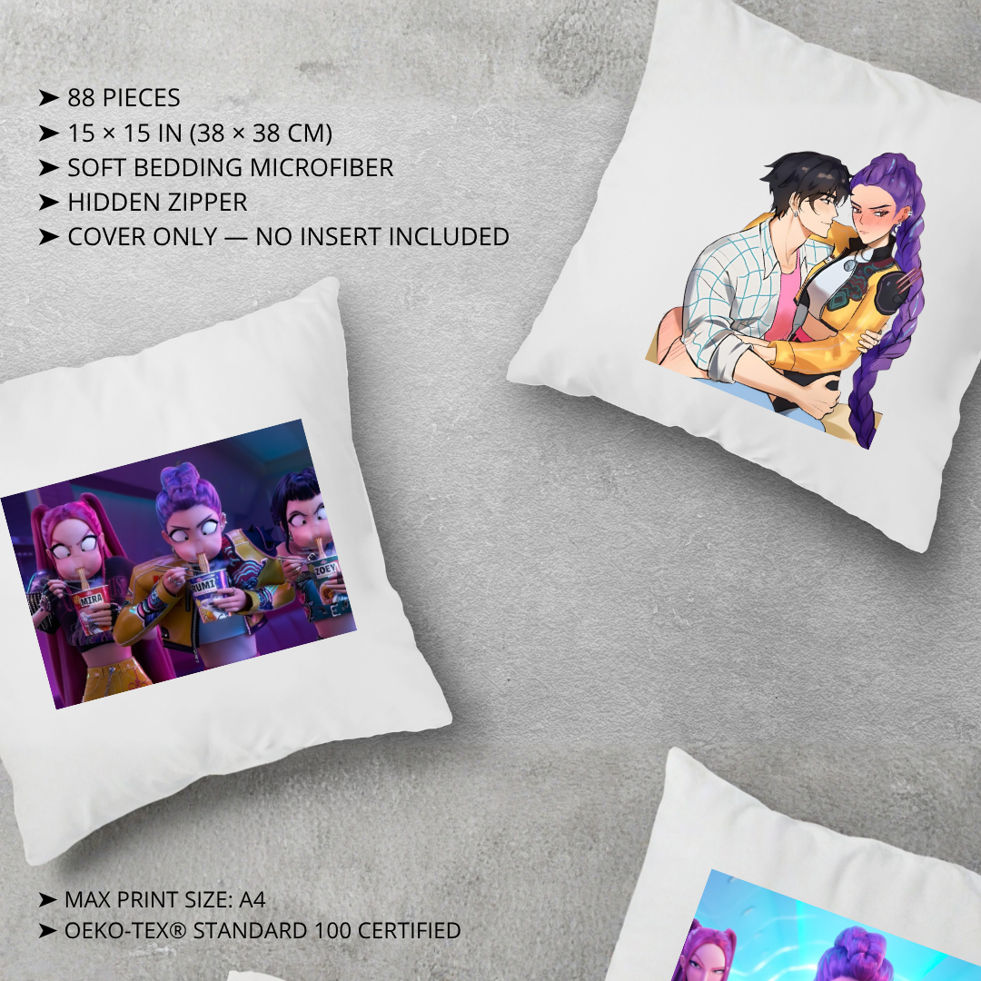K-Pop Demon Hunters, Suho, Hana, Jiyoon, Netflix 2025 | Inspired Pillow Cover | 15x15in Sublimation Microfiber Cushion Case