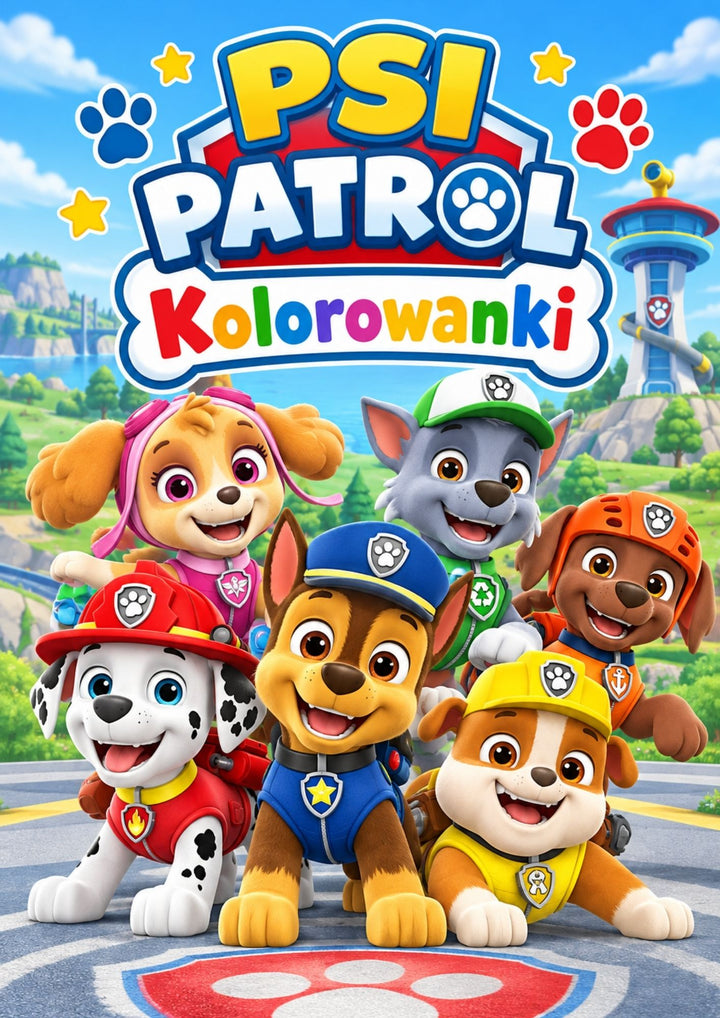 Kolorowanka Psi Patrol – 39 kolorowanek A4 z kolorowymi wzorami