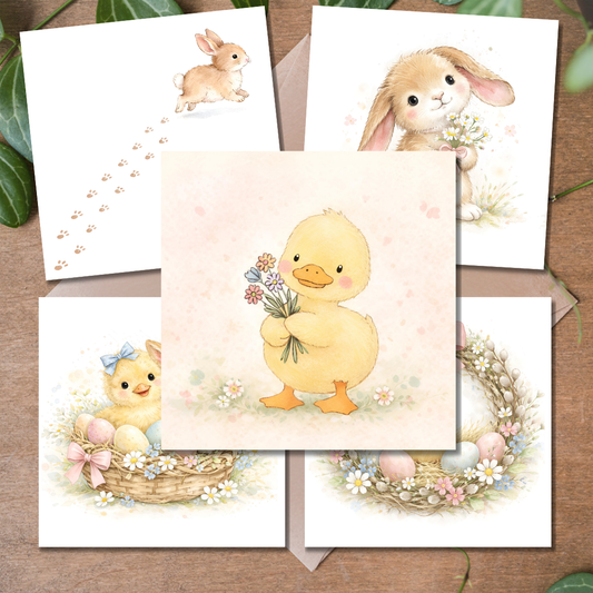 Ekskluzywna Kolekcja Kartek Wielkanocnych Premium 14,8 × 14,8 cm – 18 Wzorów do Wyboru | Kartka Świąteczna z Kopertą