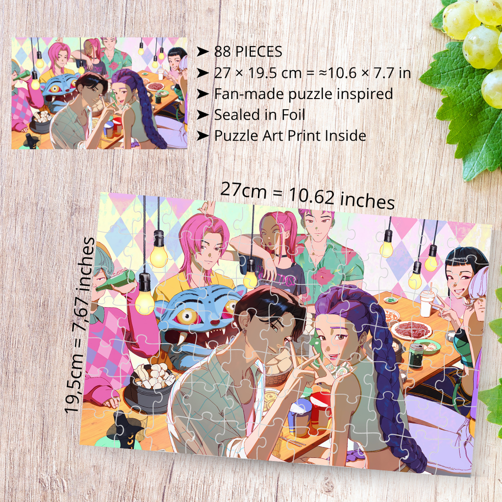 K-Pop Demon Hunters Inspired Puzzle | 88 Piece Fan Art | Sony Pictures Animation Aesthetic Collectible | Sun-Hee & Bora | Korean Fantasy Puzzle Gift