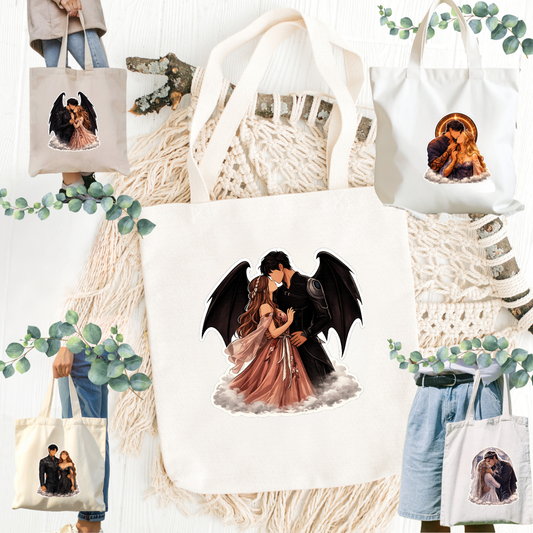 Torba bawełniana romantasy – para, fae, skrzydła, magiczny klimat, bookish aesthetic inspirowany ACOTAR
