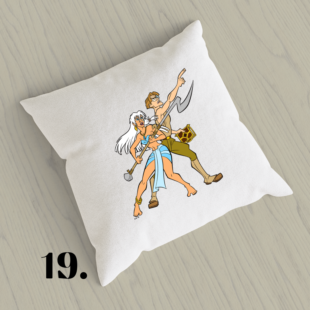 Atlantis: The Lost Empire, Kida, Milo Thatch, Disney 2001 | Inspired Pillow Cover | 15x15in Sublimation Microfiber Cushion Case