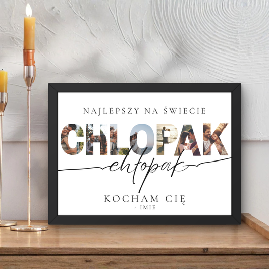 Personalizowany Plakat dla Chłopaka ze Zdjęciami A3 – Prezent dla Chłopaka | Boyfriend Photo Poster