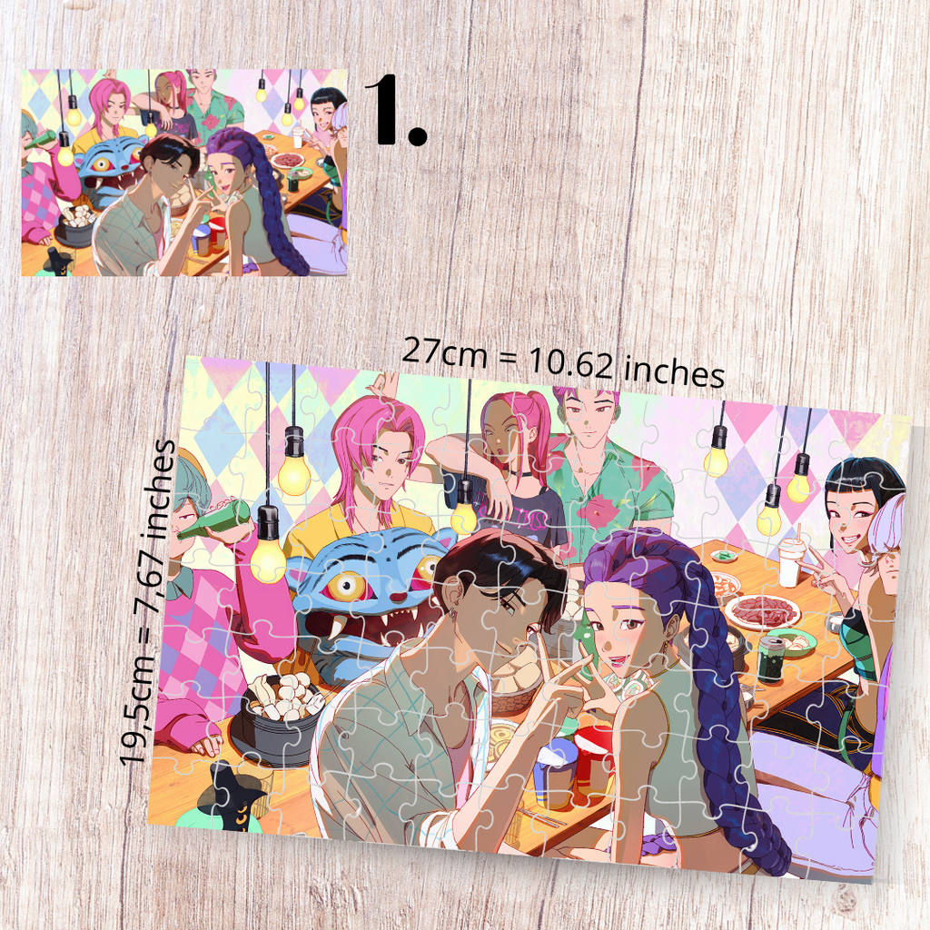 K-Pop Demon Hunters Inspired Puzzle | 88 Piece Fan Art | Sony Pictures Animation Aesthetic Collectible | Sun-Hee & Bora | Korean Fantasy Puzzle Gift