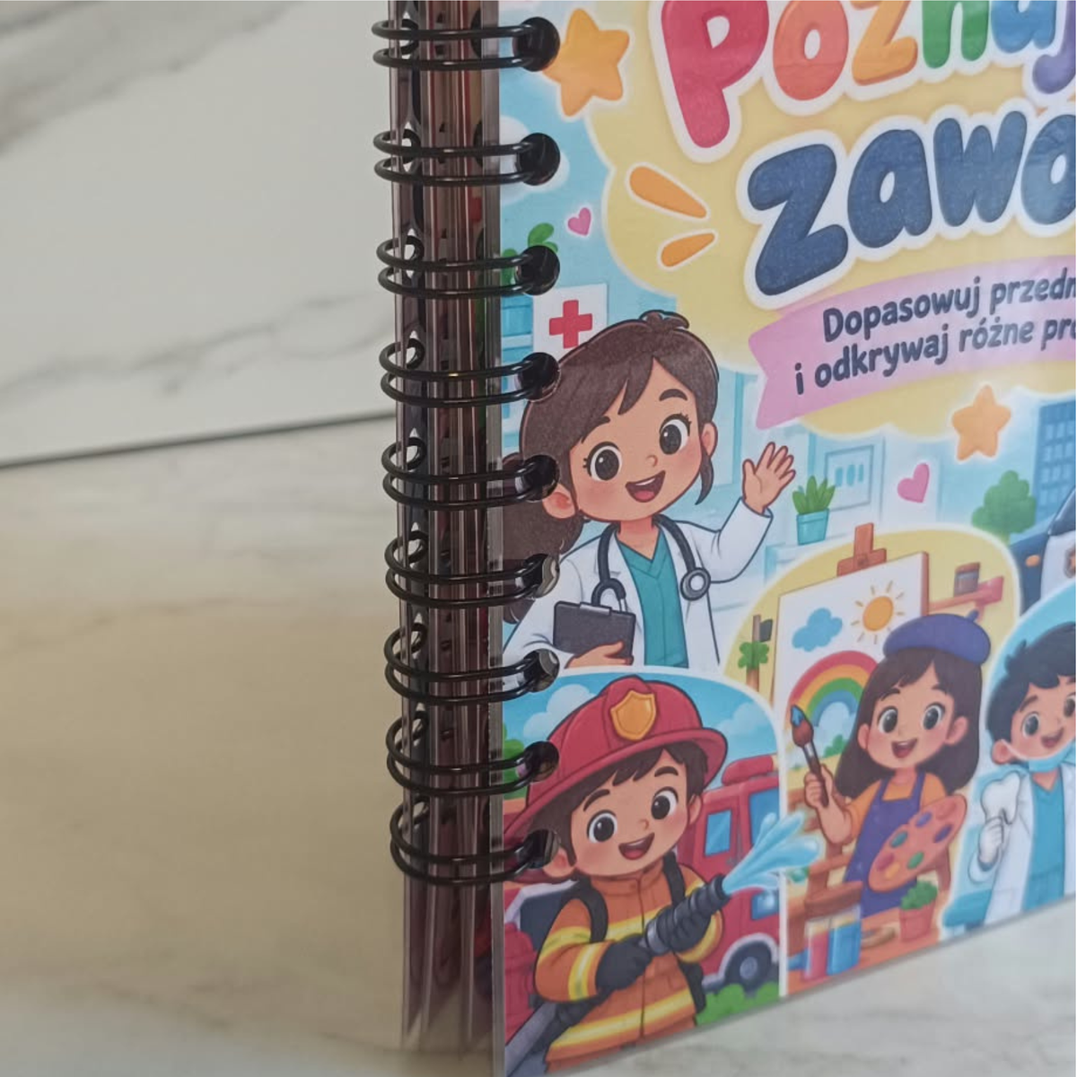 Książeczka interaktywna „Poznajemy zawody” – Edukacyjna zabawa na rzepy | A5