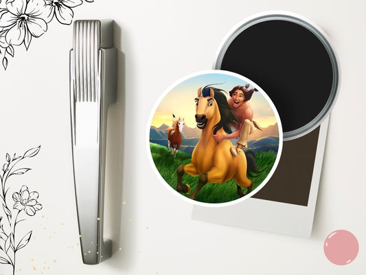 Mustang fridge magnet from the Wild Valley - film-inspired, aesthetic magnet, Spirit