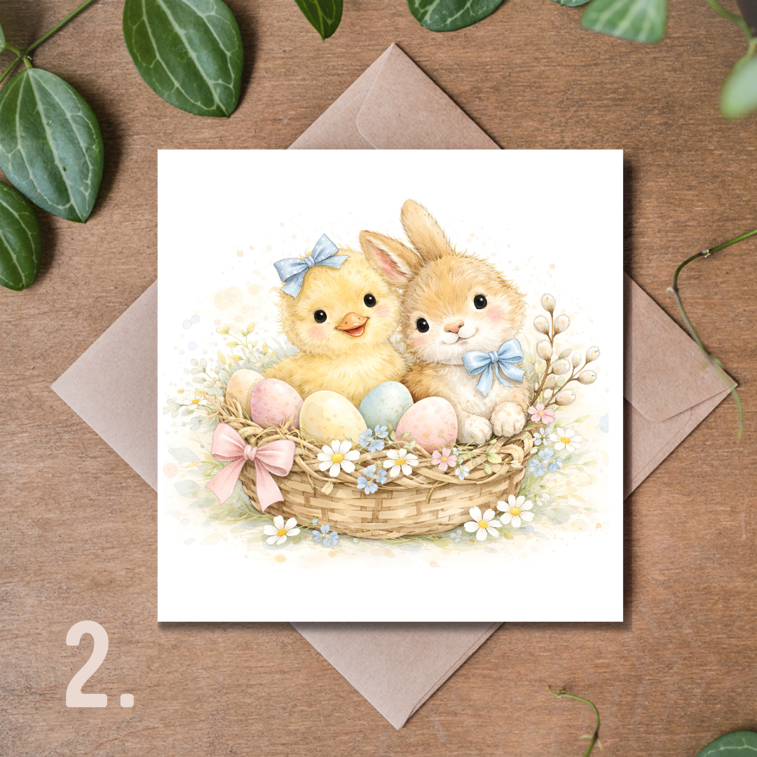 Ekskluzywna Kolekcja Kartek Wielkanocnych Premium 14,8 × 14,8 cm – 18 Wzorów do Wyboru | Kartka Świąteczna z Kopertą