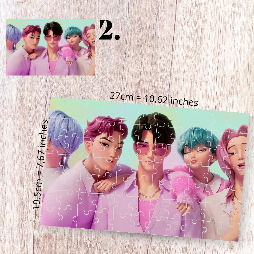 K-Pop Demon Hunters Inspired Puzzle | 88 Piece Fan Art | Sony Pictures Animation Aesthetic Collectible | Sun-Hee & Bora | Korean Fantasy Puzzle Gift