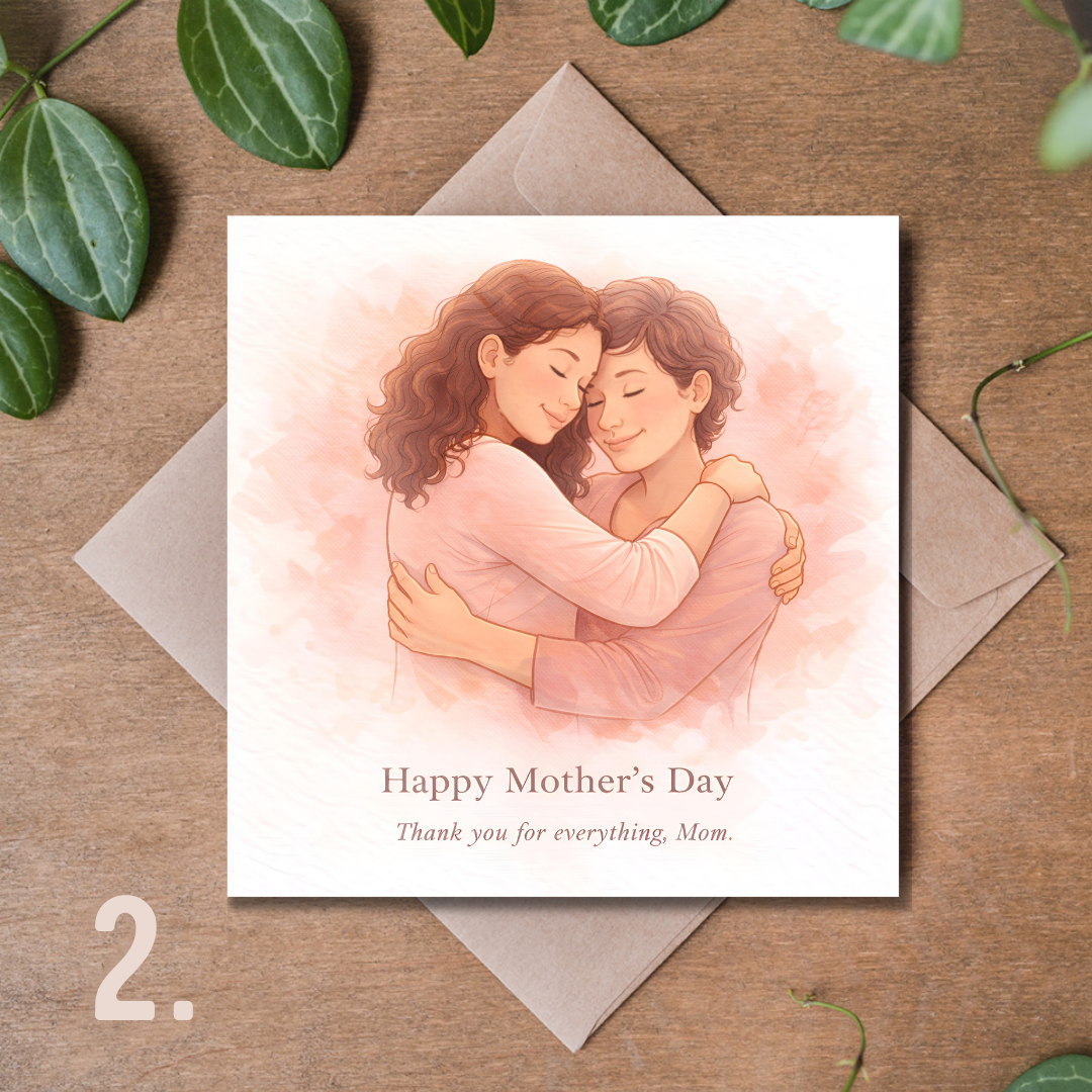 Kolekcja Kartek na Dzień Matki Premium 14,8 × 14,8 cm – Wybierz Swój Wzór | Elegancka Kartka z Kopertą