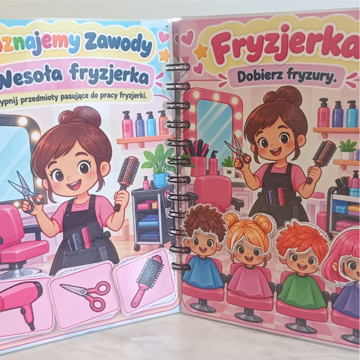Książeczka interaktywna „Poznajemy zawody” – Edukacyjna zabawa na rzepy | A5