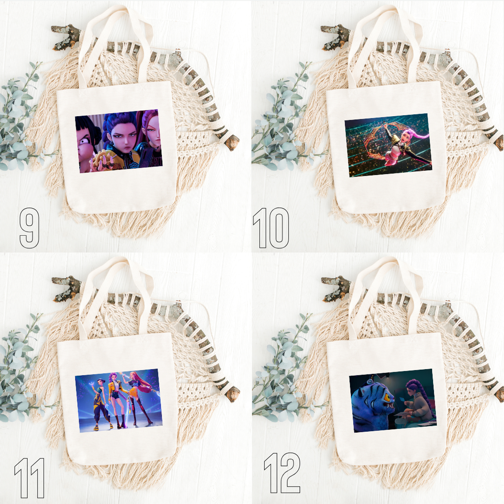 K-Pop Demon Hunters, Hana, Bora, Jae, Suho, Yumi, K-Pop Group, Demon Slayers, Seoul, Music & Magic, Animation, Action, Fantasy, DreamWorks, Netflix | Inspired Tote Bag