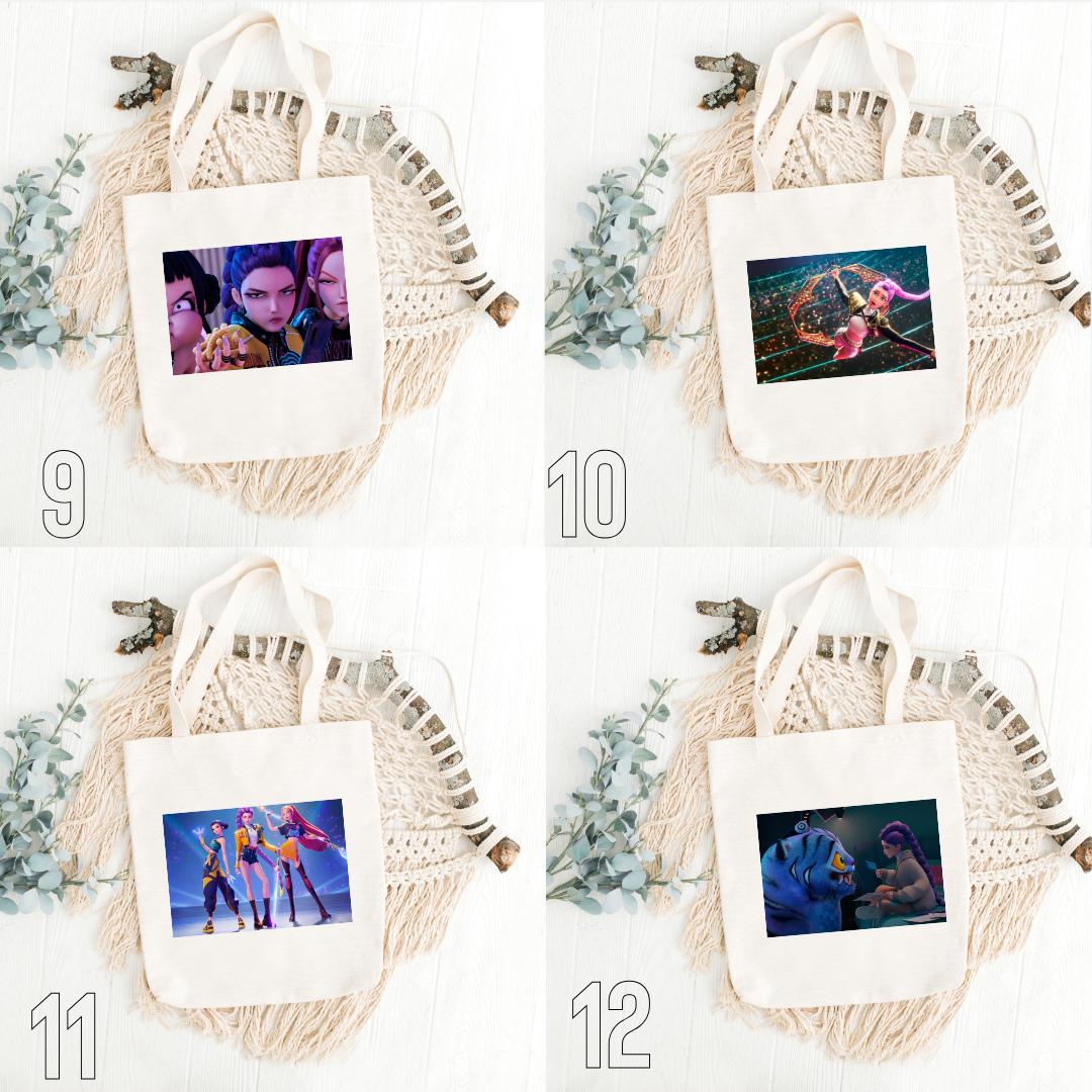 K-Pop Demon Hunters, Hana, Bora, Jae, Suho, Yumi, K-Pop Group, Demon Slayers, Seoul, Music & Magic, Animation, Action, Fantasy, DreamWorks, Netflix | Inspired Tote Bag