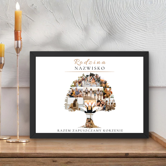 Personalizowany Plakat Drzewo Rodzinne ze Zdjęć A3 – Family Tree Photo Poster, Prezent dla Rodziny